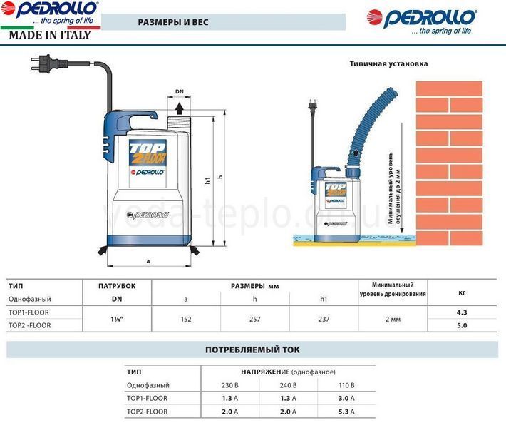 Насос Pedrollo TOP 1 - FLOOR/LA