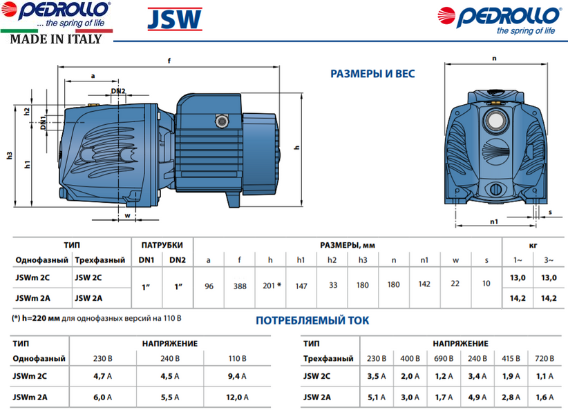 Насос Pedrollo JSWm 2A