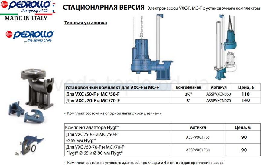 Фекальный насос Pedrollo VXC 15/50-F (380V)